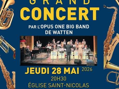 Grand concert par l'Opus One Big Band de Watten - Lions Club Boulogne Val de Liane