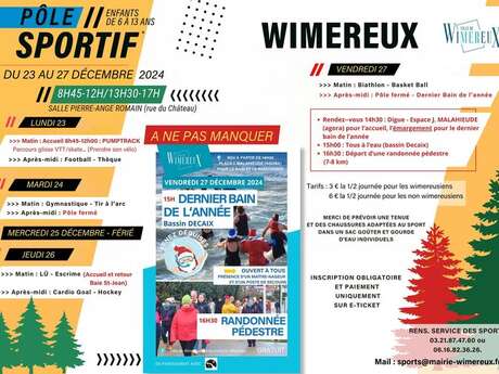 Pole sportif : Vacances de Noël Du 23 au 27 déc 2024