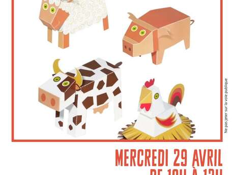 Atelier Papercraft "les animaux de la ferme"