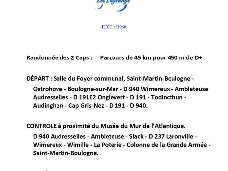 Cyclo club Léo Lagrange : Randonnée des 2 Caps