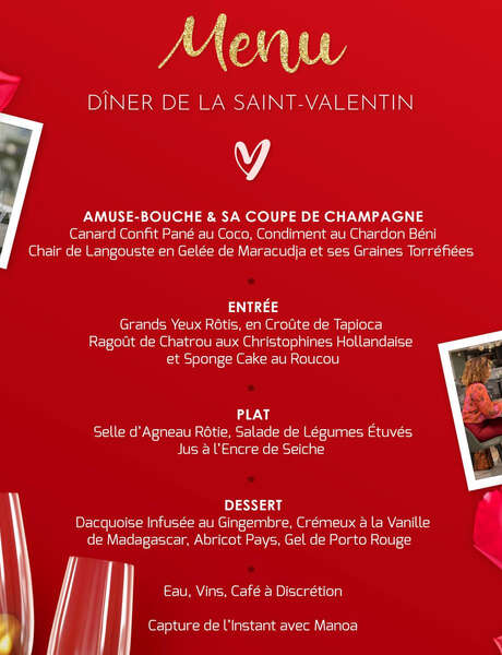 Menu de la Saint-Valentin (Le Dome - Karibéa Hôtel Valmeniere ***)