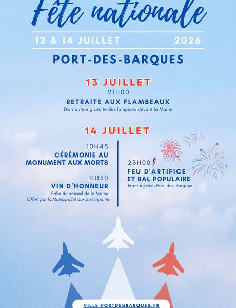 Zeremonie am 14. Juli und Feuerwerk