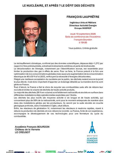 Conférence de François Lauprêtre : "Le nucléaire et après ? Le défi des déchets".