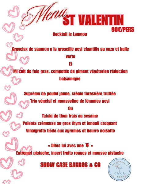 Menu de la Saint-Valentin (Les Terrasses d'Ariel)
