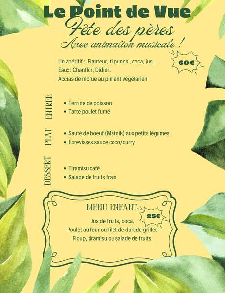 Menu de la Fête des Pères (Le point de vue)