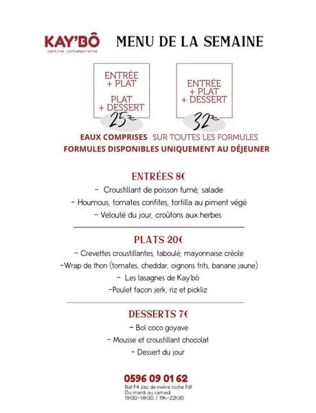Menu de la semaine (Kay'Bô)