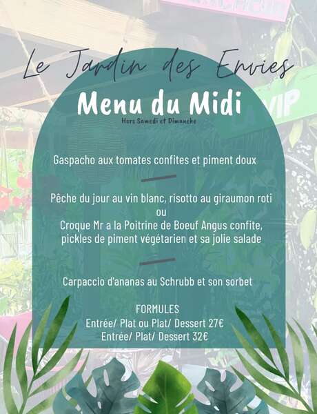 Menu de la semaine (Le Jardin des Envies) Menu de la semaine (Le Jardin des Envies)
