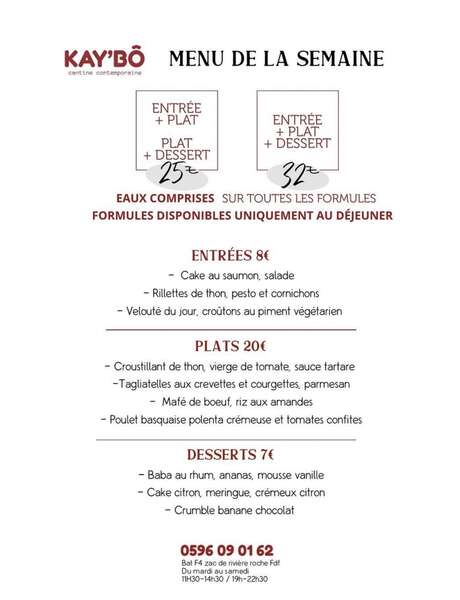 Menu de la semaine (Kay'Bô)