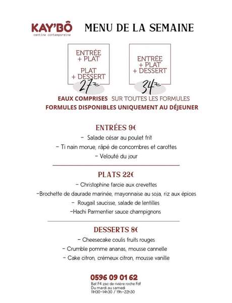 Menu de la semaine (Kay'Bô)
