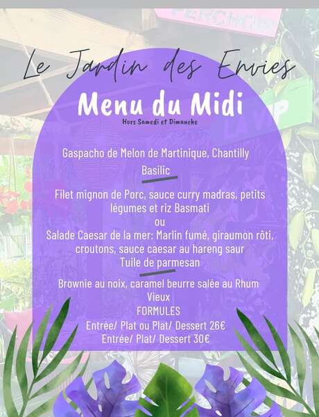 Menu de la semaine (Le Jardin des Envies)