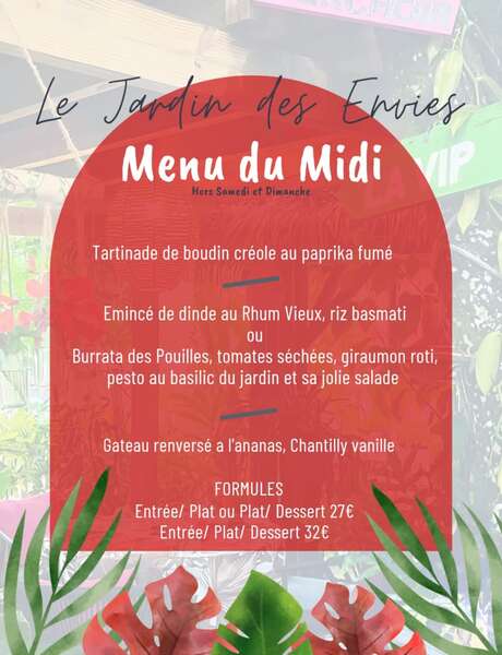 Menu de la semaine (Le Jardin des Envies)