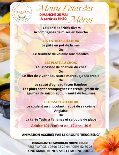 Menu Fête des mères (Le Bambou)