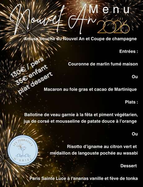 Menu du Nouvel An (Les Terrasses d'Ariel) Menu du Nouvel An (Les Terrasses d'Ariel)