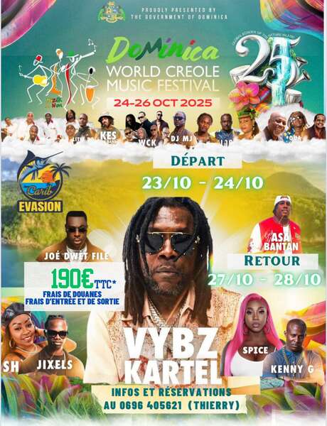 Aller-retour Dominica World creole music festival (Carib Evasion)
