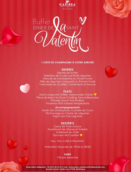 Menu de la Saint-Valentin (La Yole - Karibéa Sainte-Luce Hôtel ***) Menu de la Saint-Valentin (La Yole - Karibéa Sainte-Luce Hôtel ***)