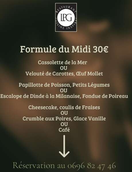 Menu de la semaine (Restaurant LPG) Menu de la semaine (Restaurant LPG)