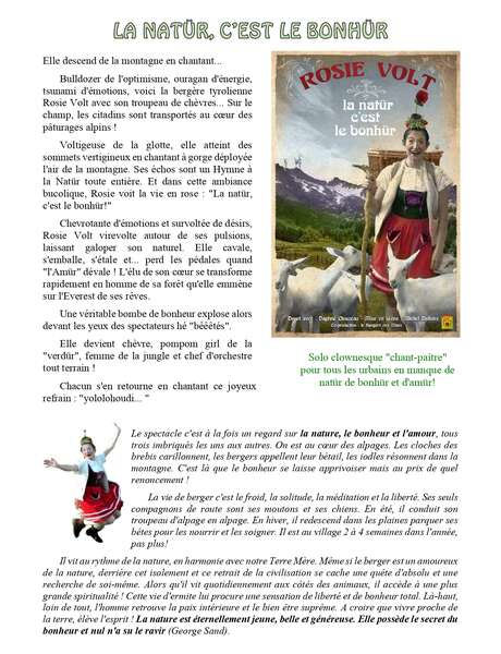 Spectacle "Rosie Volt : La natür c'est le bonhür"