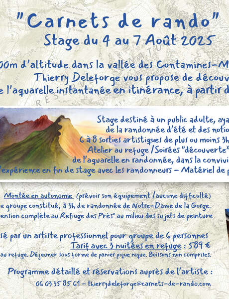 Carnets de rando : stage d'aquarelle dans les montagnes des Contamines
