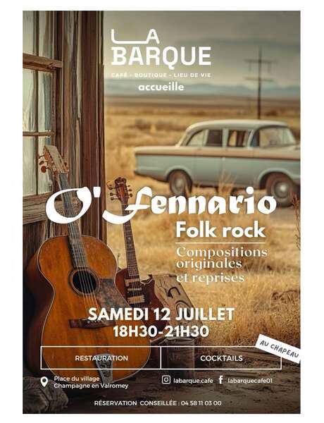 Animation musicale de folk rock avec O'Fennario à la Barque