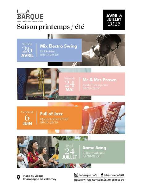 Modern swing concert with Mr & Ms Prawn at La Barque