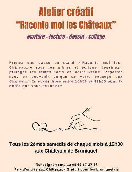Atelier créatif « Raconte-moi les Châteaux » écriture, lecture, dessin et collage. Atelier créatif « Raconte-moi les Châteaux » écriture, lecture, dessin et collage.
