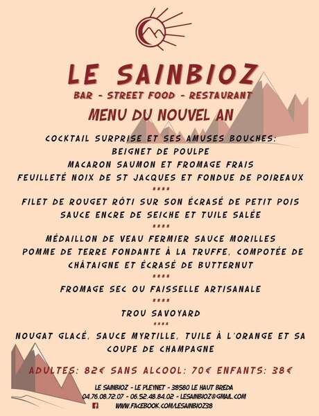 Repas du nouvel an - Restaurant Le Sainbioz Repas du nouvel an - Restaurant Le Sainbioz