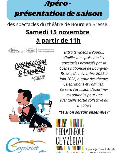Apéro-présentation de saison du théâtre de Bourg-en-Bresse