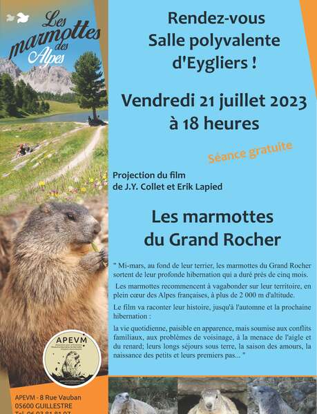 Projection du film "Les Marmottes du Grand Rocher"