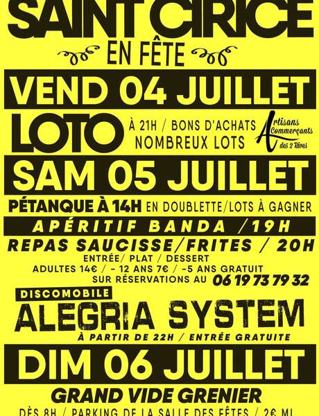 Saint-Cirice en Fête – Loto, repas, animations et vide-grenier