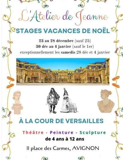 Stages durant les vacances de Noël à l'Atelier de Jeanne