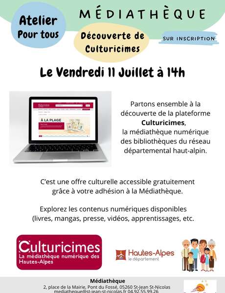 Atelier numérique : découverte de Culturicimes