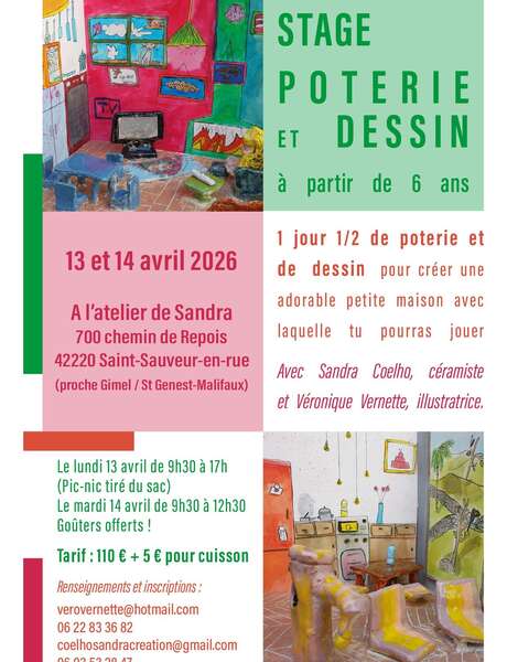 Stage poterie et dessin pour enfants