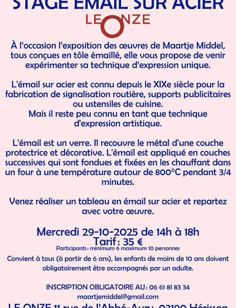 Stage émail sur acier