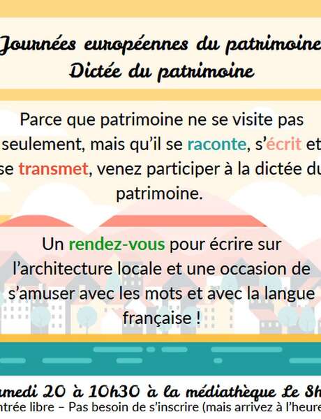 Les journées européennes du Patrimoine "Dictée du patrimoine"