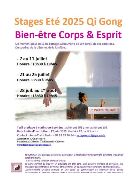 Stages de Qi Gong "Bien-être Corps et esprit"