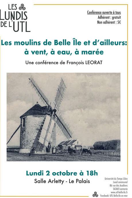 Conférence : Les moulins de Belle ile et d’ailleurs : à vent, à eau..