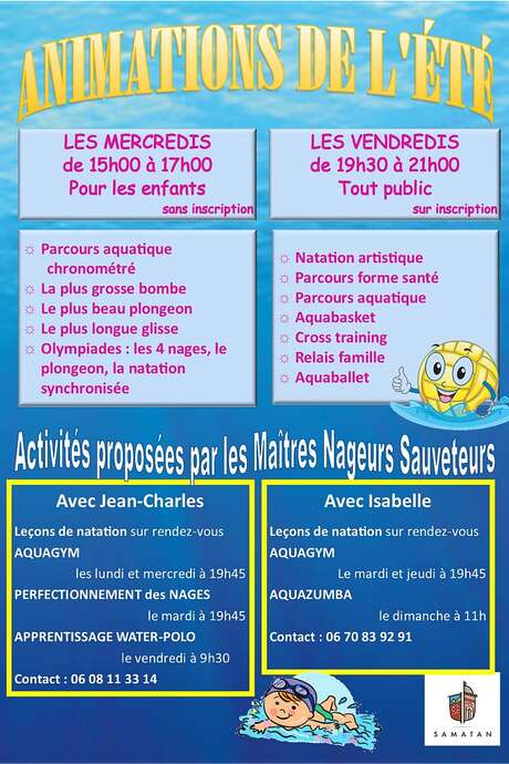 ANIMATIONS À LA PISCINE DE SAMATAN ÉTÉ 2021 ANIMATIONS À LA PISCINE DE SAMATAN ÉTÉ 2021