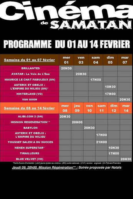 PROGRAMME DU CINÉMA DU 01 AU 14 FEVRIER PROGRAMME DU CINÉMA DU 01 AU 14 FEVRIER