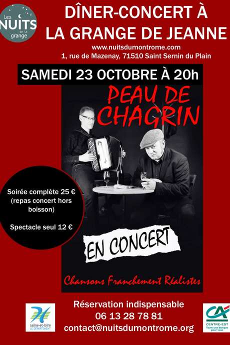 Dîner-concert PEAU DE CHAGRIN Dîner-concert PEAU DE CHAGRIN
