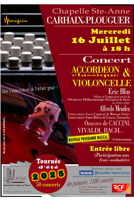 Concert Accordéon classique et violoncelle à la Chapelle Sainte-Anne