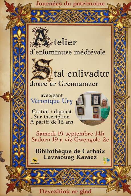 Atelier d'enluminure médiévale à la bibliothèque