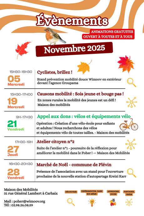 Maison des mobilités : Programme de novembre 2025