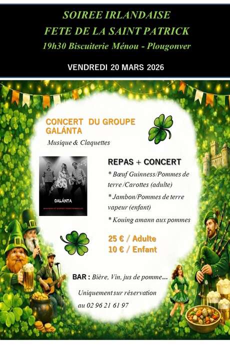 Soirée Irlandaise : concert et repas