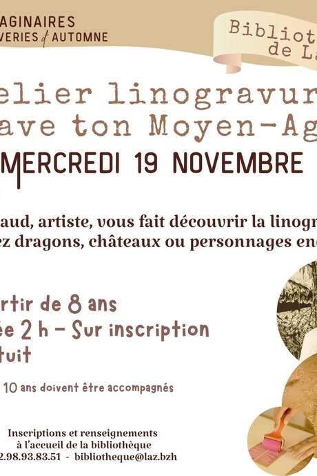 Atelier linogravure avec l'artiste Arnaud Rochard