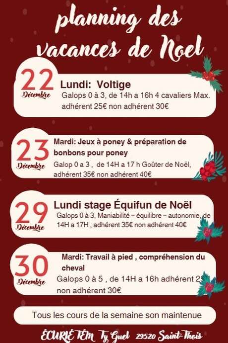 Vacances de Noël à l’Écurie TEM