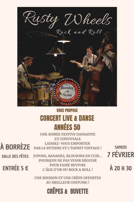 Soirée Rock’n’Roll années 50 – Concert avec Rusty Wheels