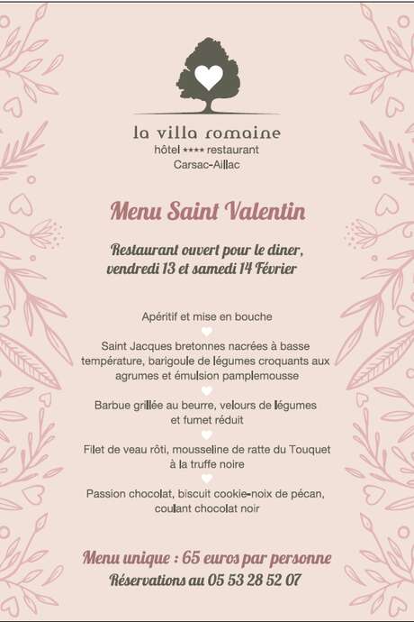 Repas Saint-Valentin - La Villa Romaine Carsac-Aillac