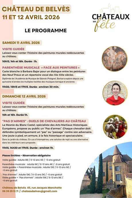 Visites guidées, parenthèse musicale, duels de chevaliers Château de Belvès-Châteaux en fête