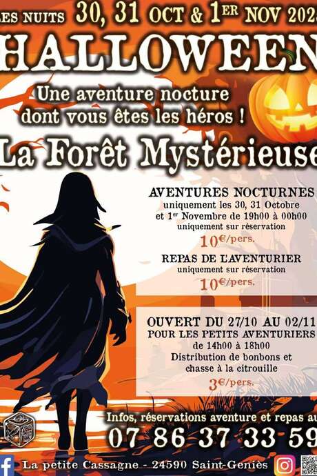 Halloween - Aventure nocturne et repas de l'aventurier à La Forêt Mystérieuse Halloween - Aventure nocturne et repas de l'aventurier à La Forêt Mystérieuse