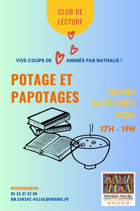 Club de lecture Potage et Papotages - Médiathèque Carsac-Aillac